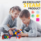 Snapo Jr. Advanced Builder's Kit - 80 pcs - Colorful Blocks & Wheels, Connect On All 6 Sides, 3D Building Toy, Snap-Slide-Rotate, Toddlers Kids 18mo+