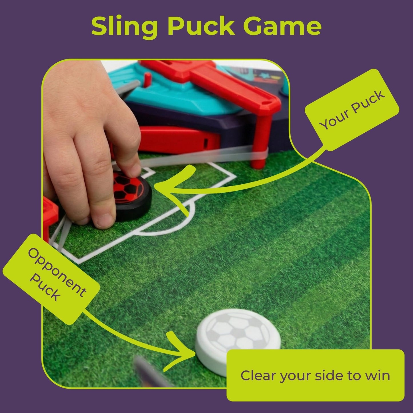 OLEOCA Soccer Board Game - 2 in 1 Foosball & Sling Puck Game Set with Dual Control Handles, Scorekeeper and Goal Bell, Soccer Toys for Kids Ages 3+