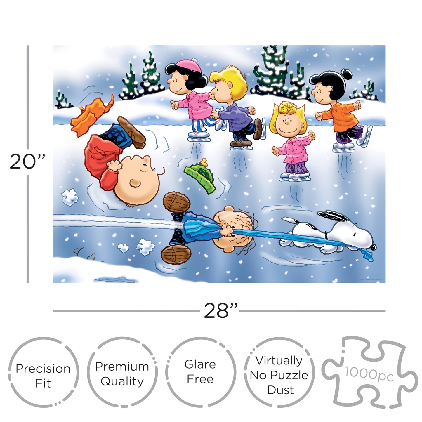 AQUARIUS Peanuts Cast Skating 1000 Piece Holiday Jigsaw Puzzle