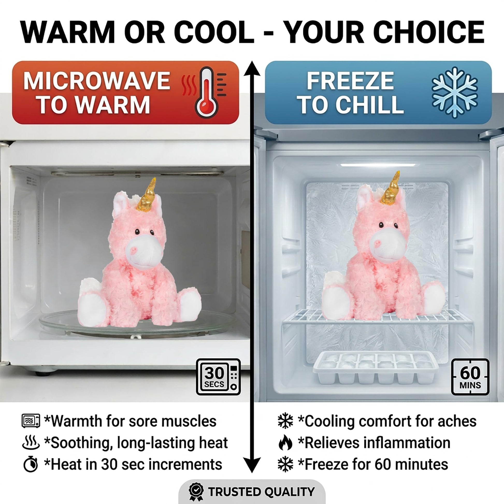 Princess Pink Unicorn - Microwavable & Weighted Plush Stuffed Animal - Heated Plushie for Warmth - Cute, Soft, Cozy Toy for Adults & Children (Boys