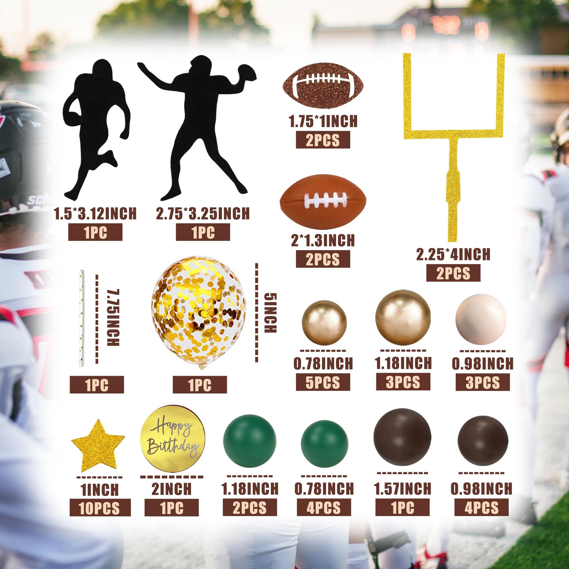 43 PCS Football Cake Topper Goal Post Mini Rugby Ball Player Cake Toppers for Football Theme Birthday Supplies