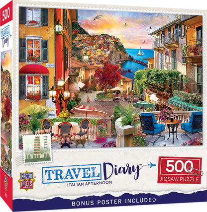 MasterPieces Italian Afternoon 500 Piece Jigsaw Puzzle Adults Youths Family - Italy Travel Theme - 15"x21"