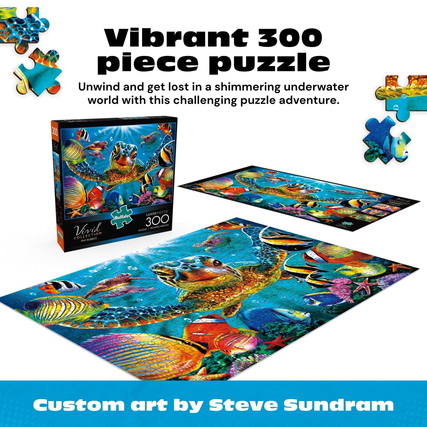 Buffalo Games - Tiny Bubbles Ocean - 300 Large Piece Puzzle for Adults