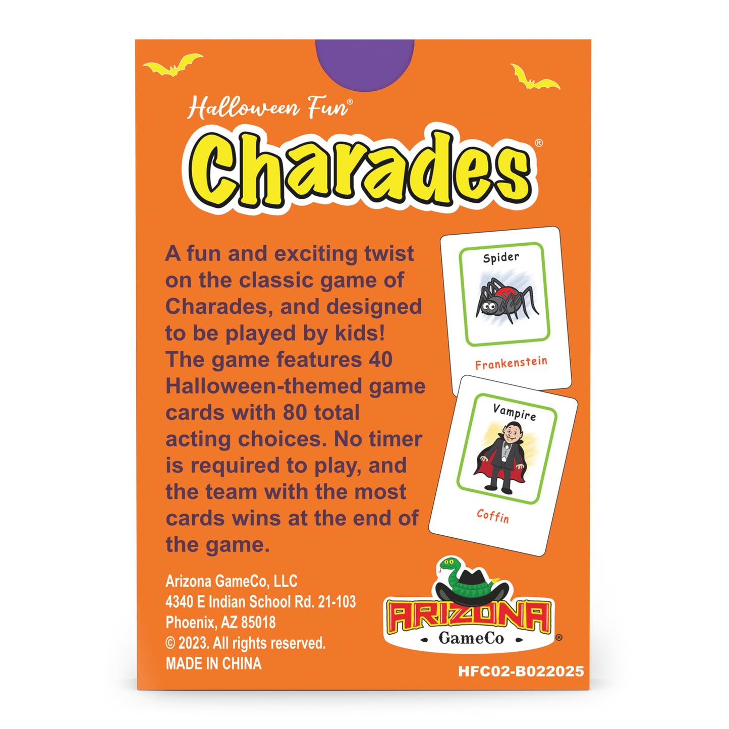 Arizona GameCo Halloween Fun Charades, a Family Party Game for Kids Ages 6 and Up - No Reading Required to Play - Ideal for Spooky Classroom Fun