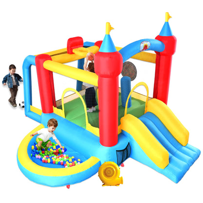 WELLFUNTIME Inflatable Bounce House with Blower, 9 in 1 Kids Bouncer