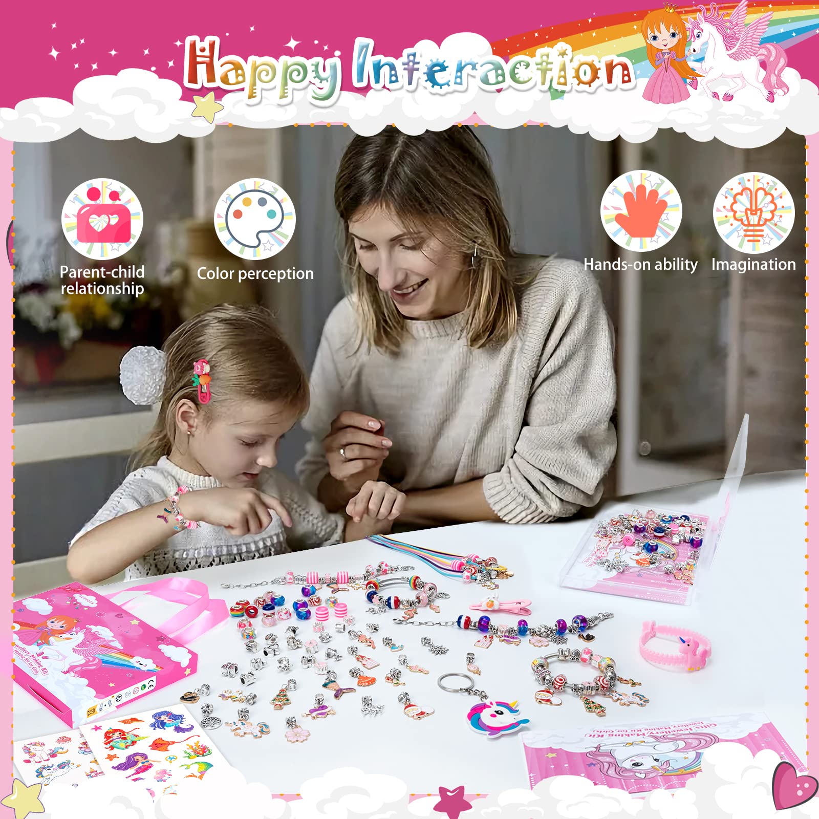 SUZUTOY Bracelet Making Kit for Girls, Unicorns Gifts for Girls, Arts and Crafts for Kids Ages 4 5 6 7 8 9 10 11, Gifts Toys for 4-12 Year Old Girl