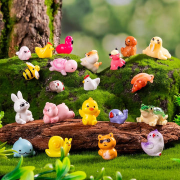 jrootouh 42pcs Mini Resin Animal 42 Styles Figures Bulk Tiny Resin Animals Little Miniature Small Animal for Micro Fairy Garden Landscape Accessories