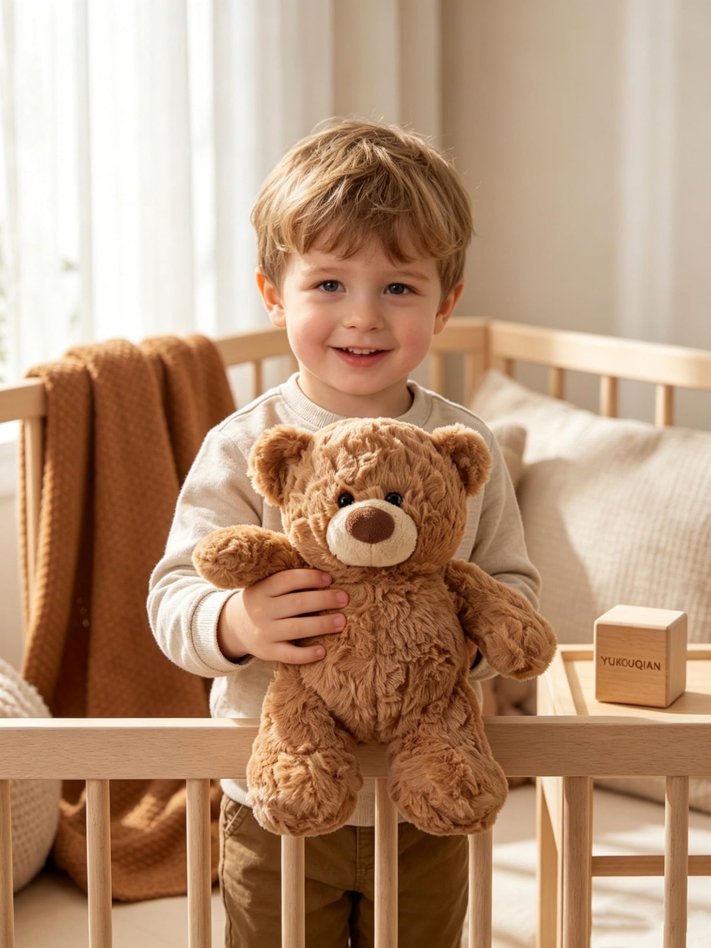 YUKOUQIAN Bear Stuffed Animal Cute Plush Doll Toy 11 inch for Girls Boys Christmas (luo Bear Brown)