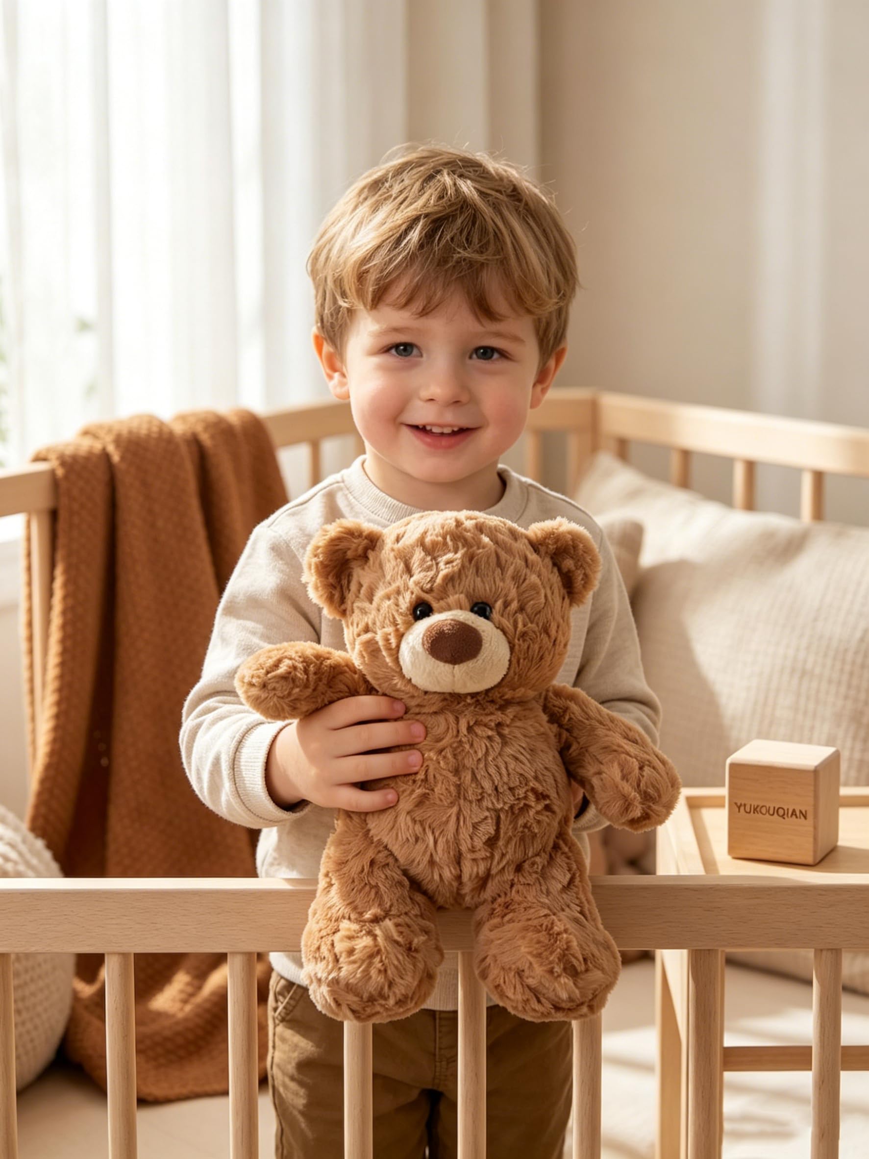 YUKOUQIAN Bear Stuffed Animal Cute Plush Doll Toy 11 inch for Girls Boys Christmas (luo Bear Brown)