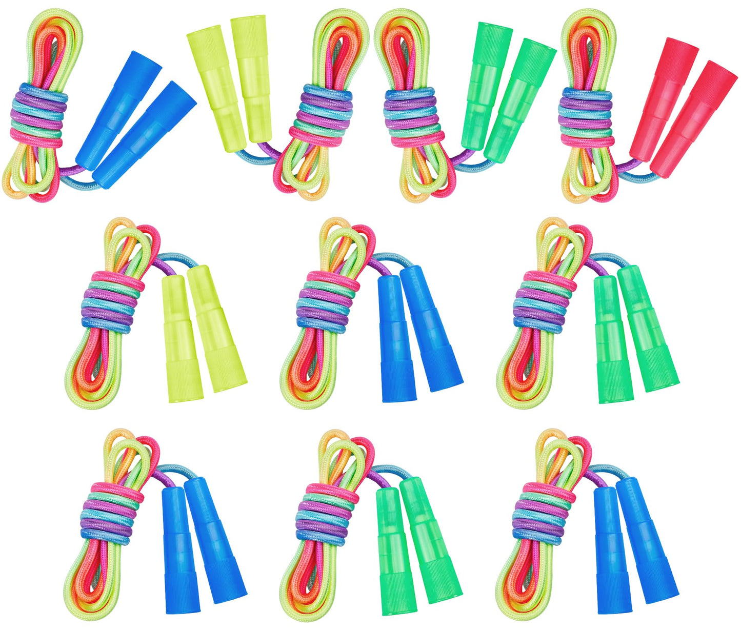 Jeffbaubl 10 Pack Jump Rope for Kids, Kids Rainbow Jump Rope, 7.2Ft