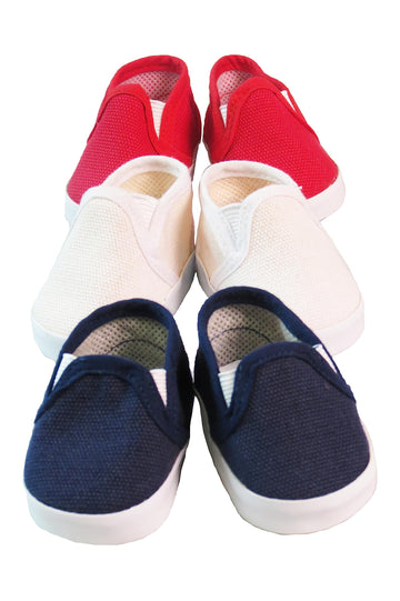 American Fashion World Red White and Blue Canvas Slip-Ons for 18-Inch Dolls | 3 Pack | Premium Quality & Trendy Design | Dolls Shoes | Shoe Fashion