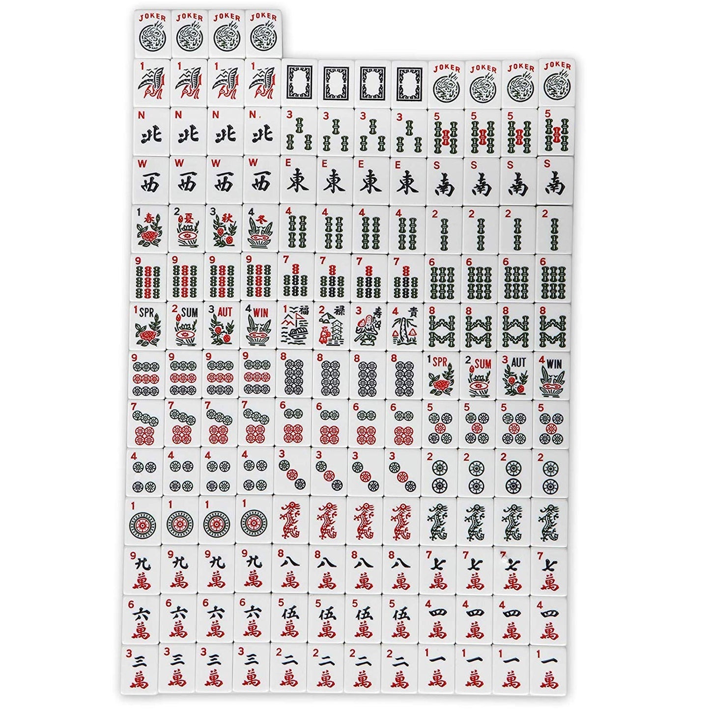 HNDTEK American Mahjong Set - Black Soft Bag - 166 White Engraved Tiles, 4 All-in-One Rack/Pushers Western Mah Jongg Game Set