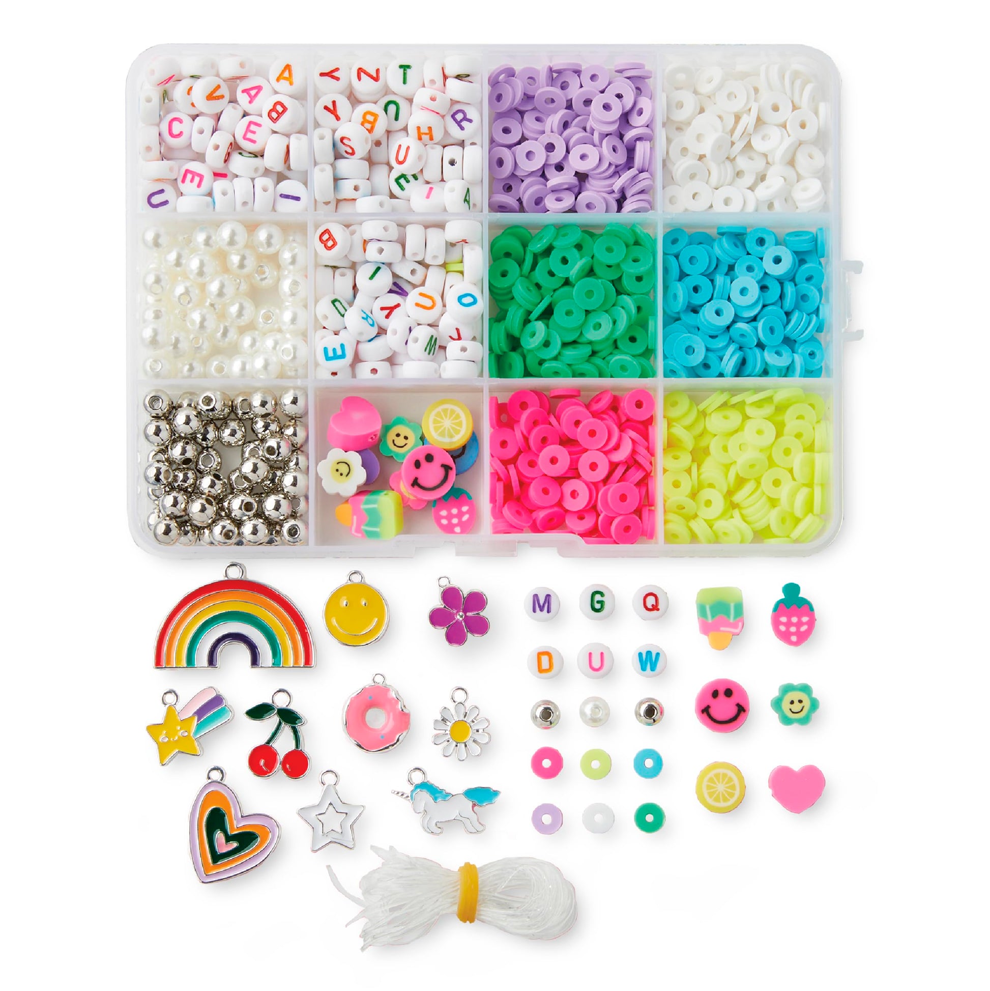 Claire’s DIY Bracelet Kit - 895-Piece Jewelry Making Supplies Set| Clay Heishi Beads, Alphabet, Charms, String| Friendship Bracelet Kit for Girls|