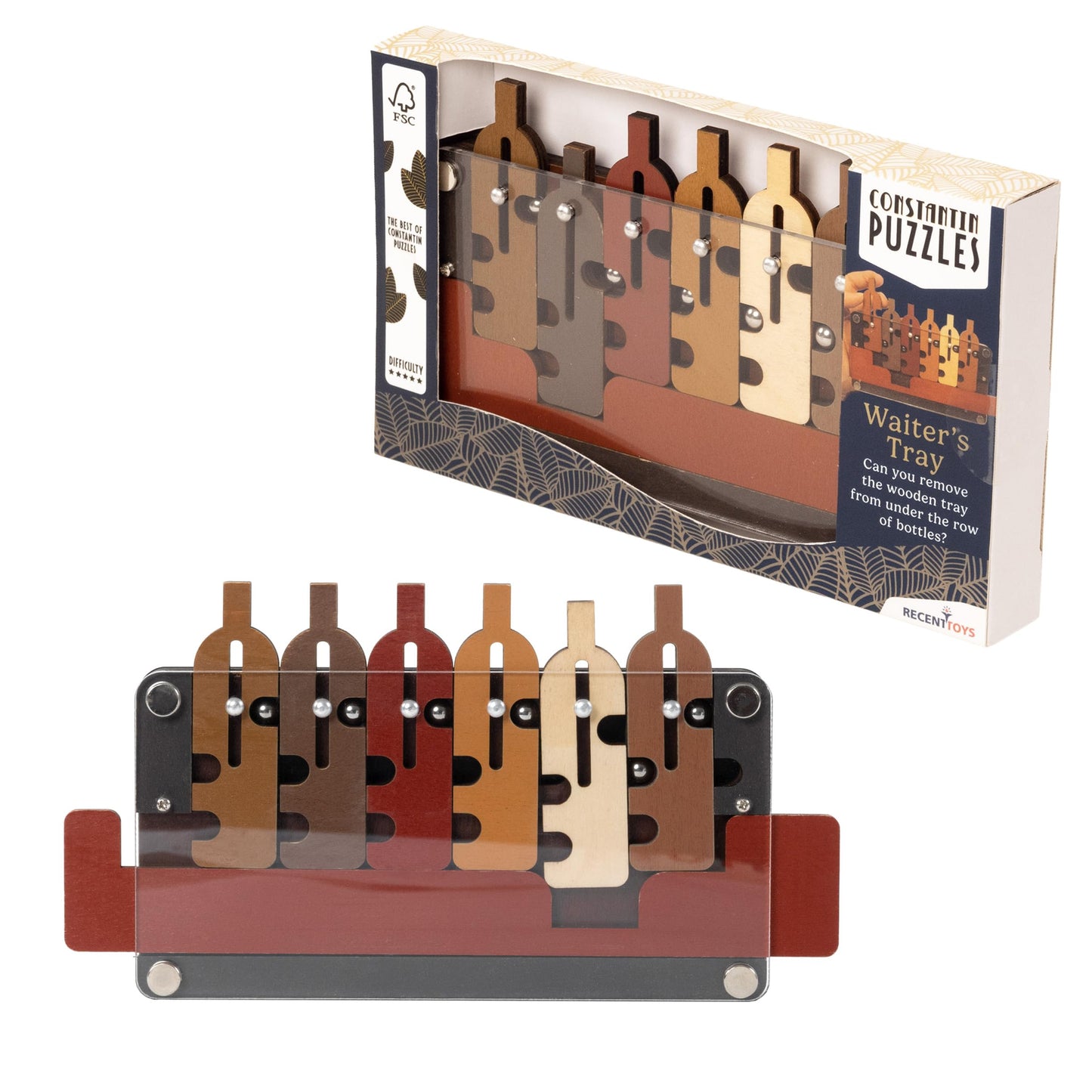Recent Toys Constantin Waiter's Tray Wooden Puzzle Brainteaser, Ages 14 - Up