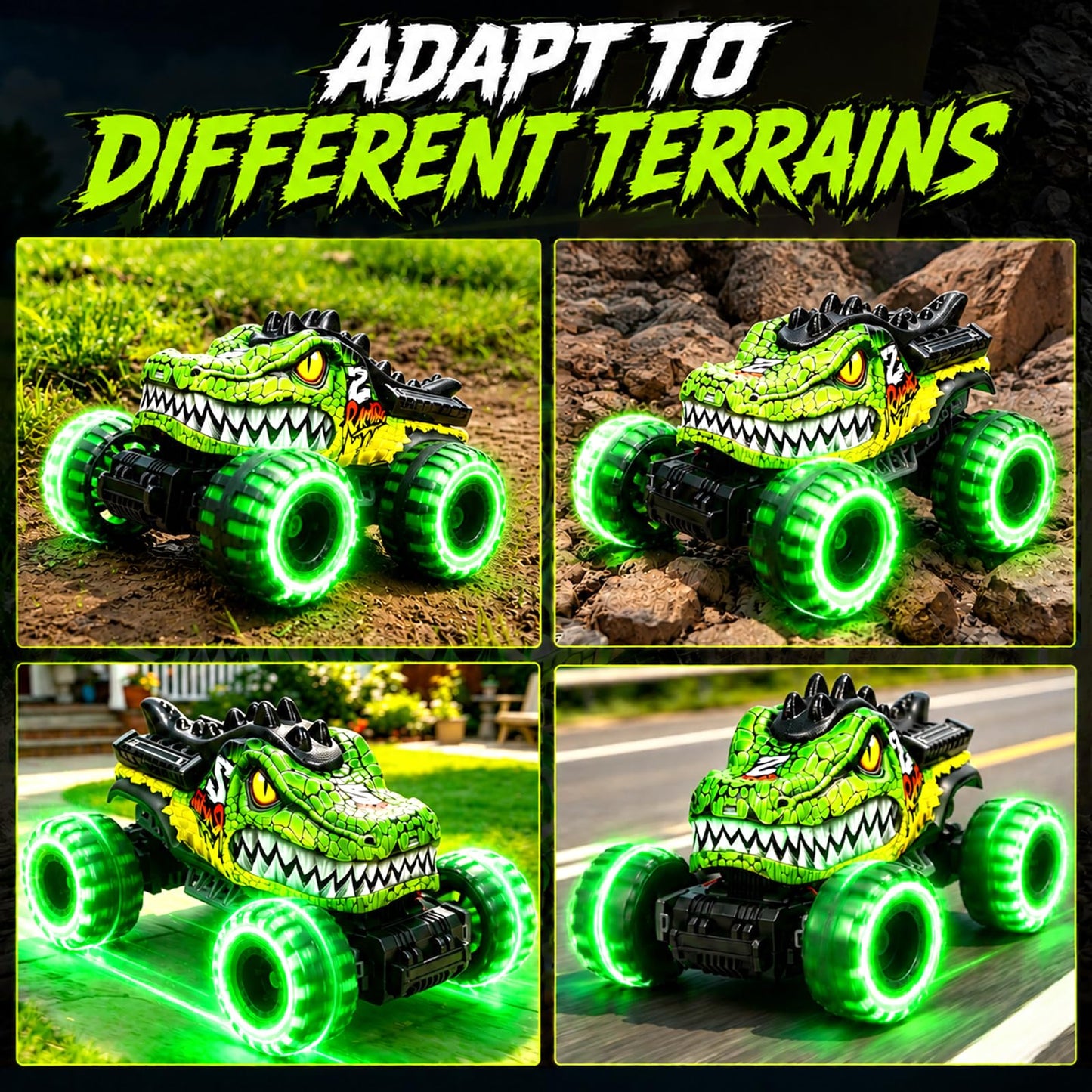 Remote Control Monster Truck Toys for Kids 6-12, Dino RC Car Monster Trucks