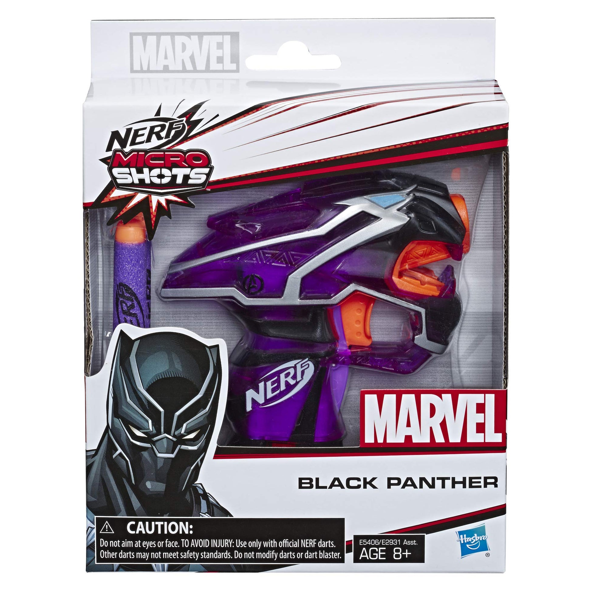 Nerf Black Panther Microshots Marvel Toy Blaster - Includes 2 Official Elite Darts - for Kids, Teens, Adults