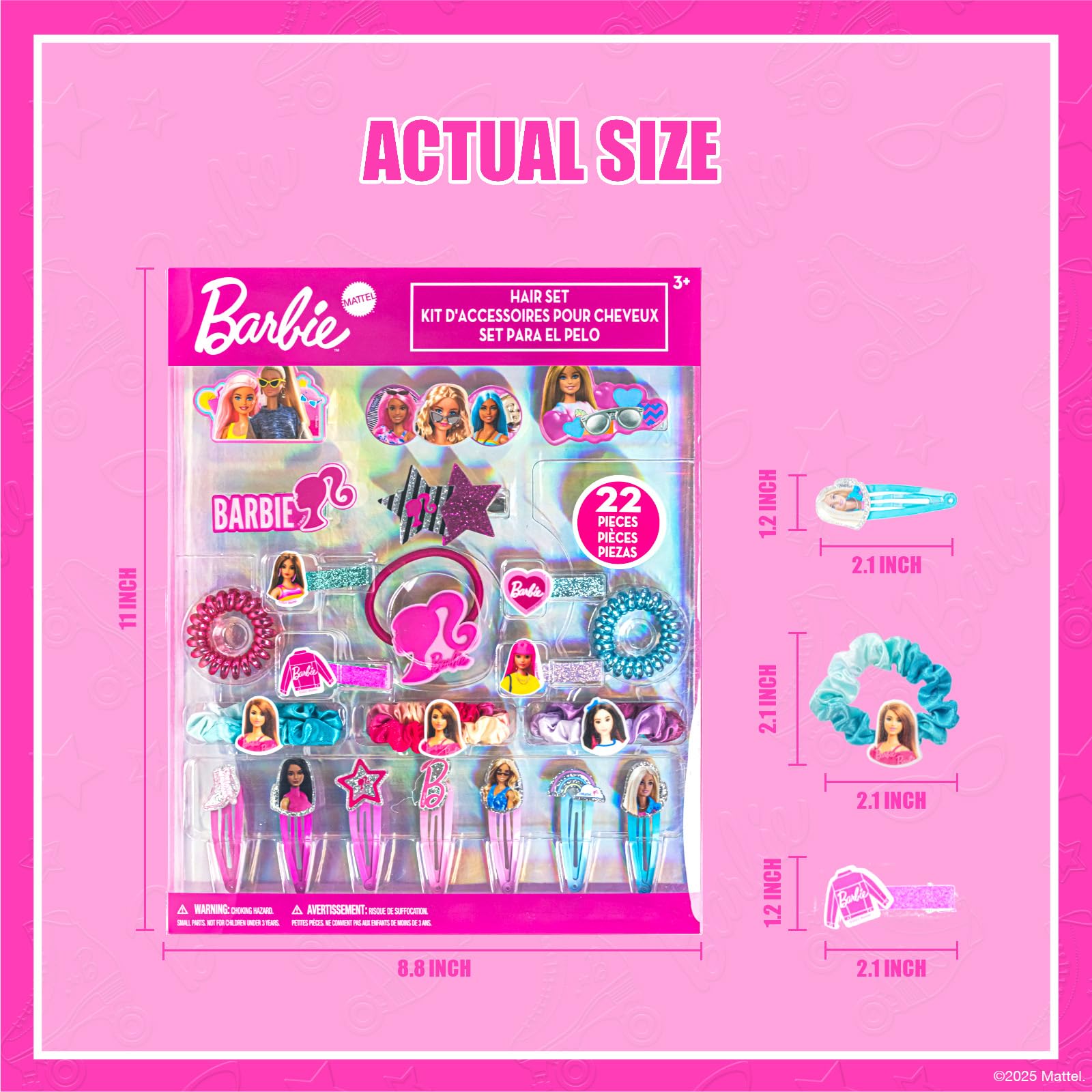 Barbie Hair Accessories Set for Girls, Hair Clips, Bows, Scrunchies, Hair Ties Set, Great for Birthday and Holiday Gifts, Party Favors,by Townley Girl