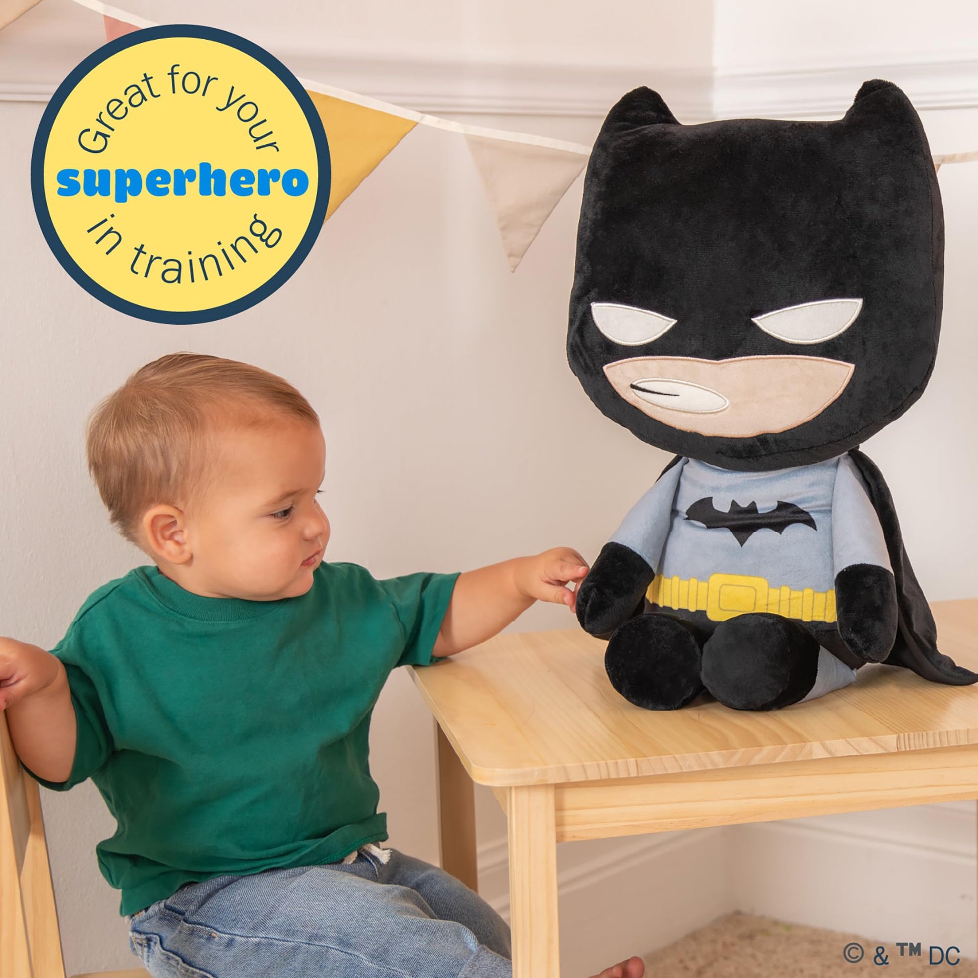 Kids Preferred DC Batman Plush, Beans in Body & Crinkle Feet, Extra Soft Stuffed Animal Toy for Baby and Toddler Boys & Girls - 25 Inch Size