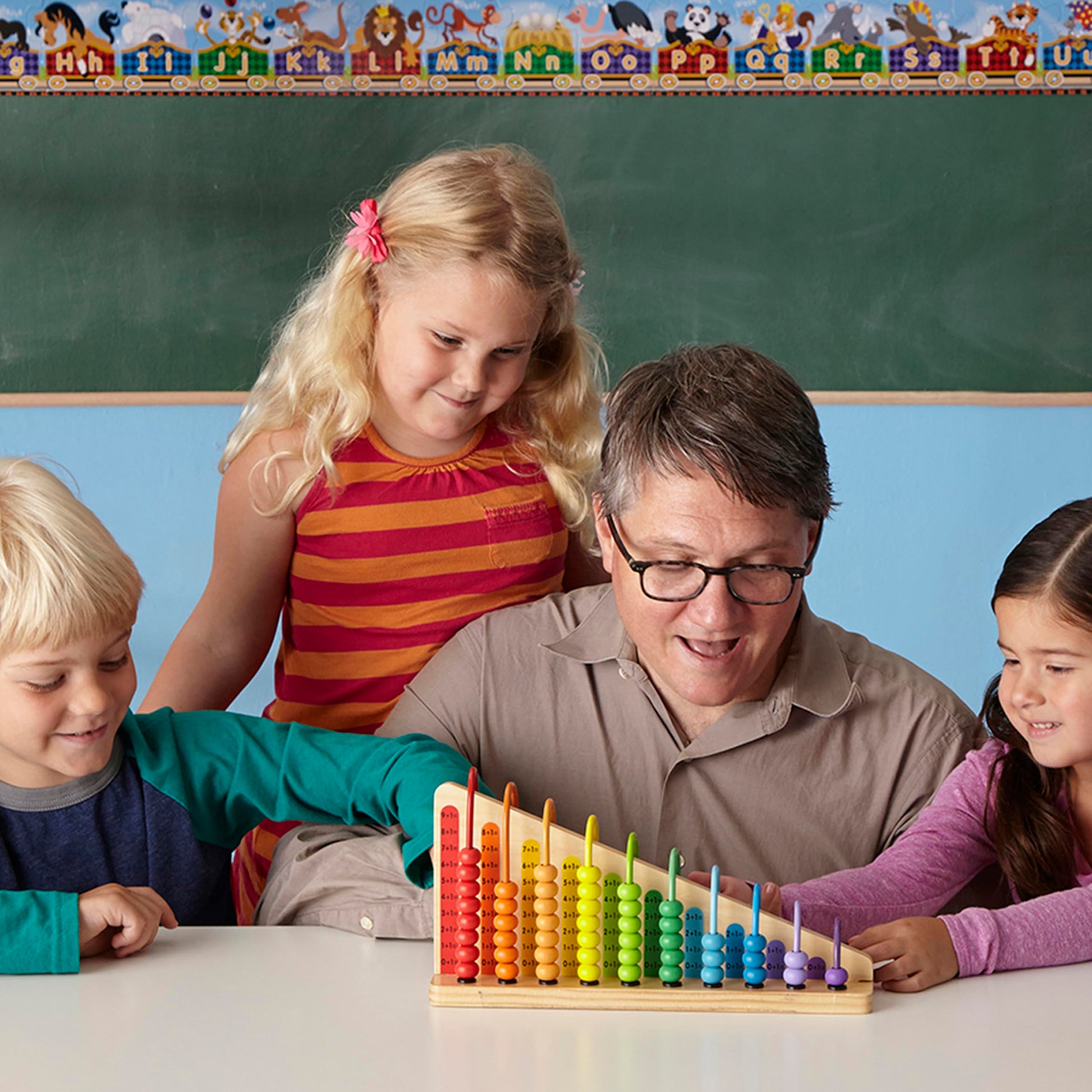 Melissa & Doug Add & Subtract Abacus - Educational Toy with 55 Colorful Beads and Sturdy Wooden Construction