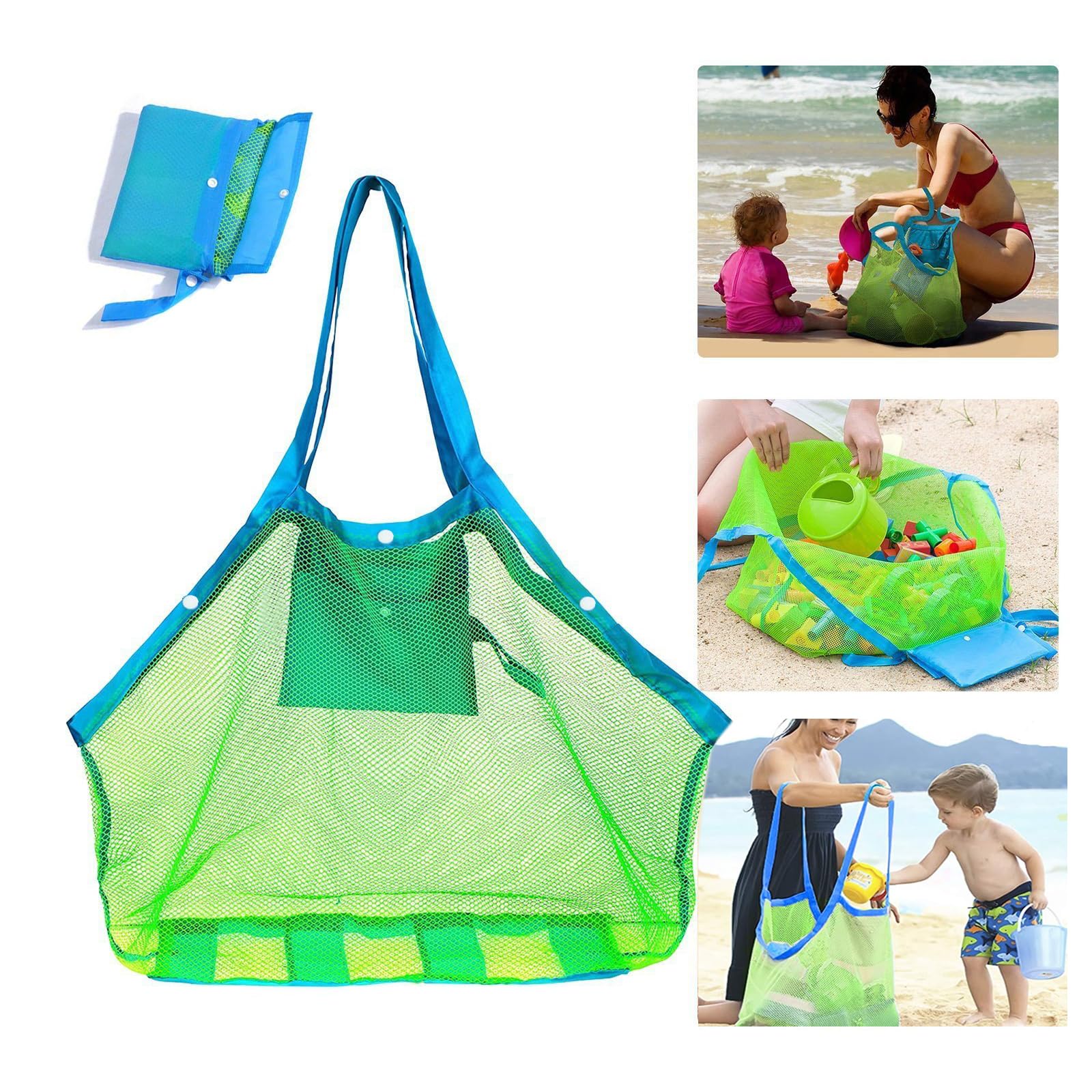 SupMLC Mesh Extra Large Beach Bags and Totes - Holds Toys, Towels, Sand Away - For Children's Toys, Market, Grocery, Picnic