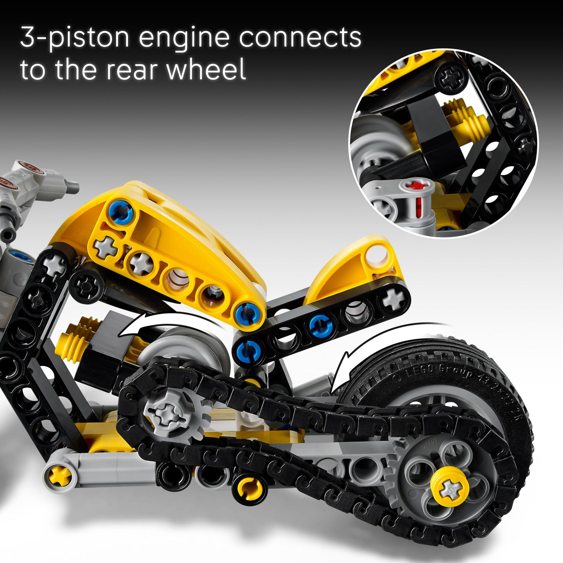 LEGO Technic Yellow Motorcycle Toy - Building Toy for Boys & Girls, Ages 7+ - Model Kit with Detailed Features - Bedroom Decor for Kids - Gift for