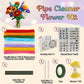 800 PCS Pipe Cleaners Flower Kit - 8 Colors Thickened Chenile Stems Craft Kit with Stems, Tape, Stamens, Manual, Greeting Card, Beauty DIY Flowers