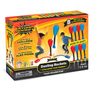 Stomp Rocket Original Dueling Rocket Launcher for Kids, 8 Rockets - Fun Backyard & Outdoor Kids Toys Gifts for Boys & Girls -Toy Foam Blaster Set