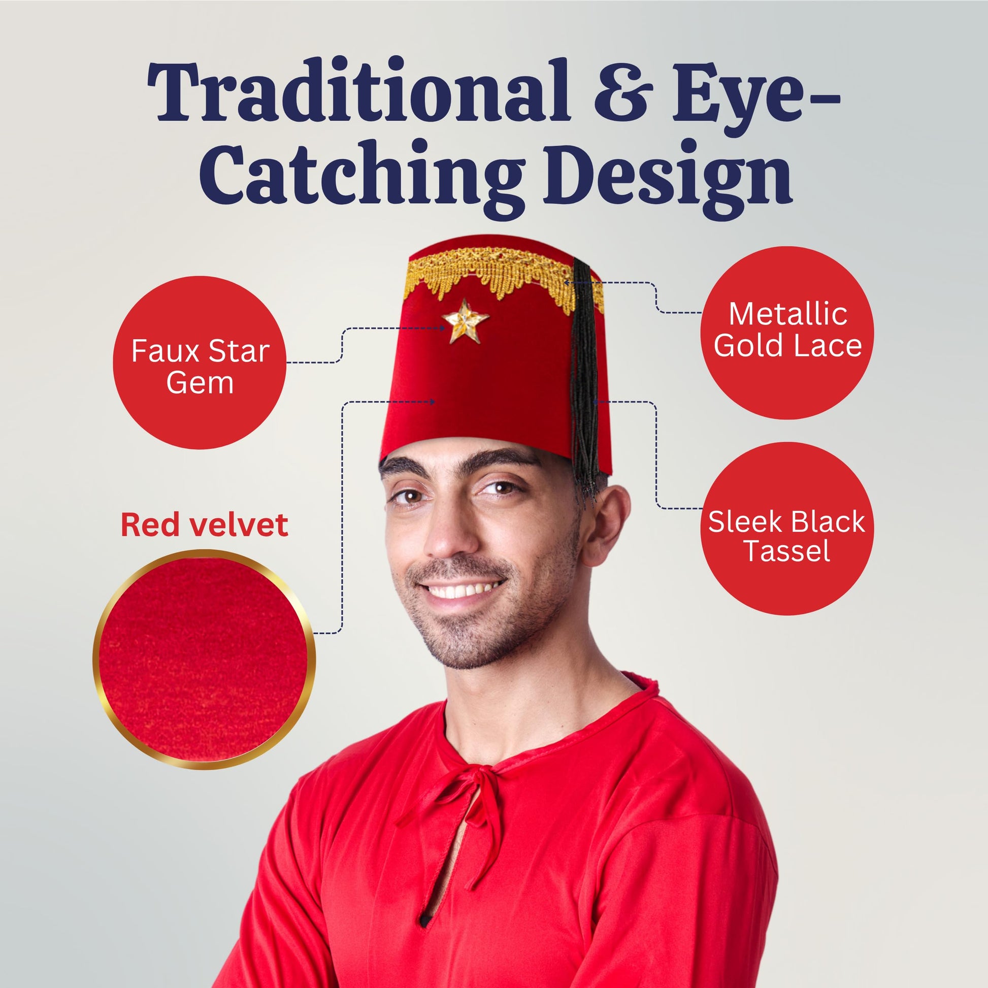 Dress Up America Red Fez Hat - Turkish Costume Hat - Moroccan Tarboosh/Tarboush (Kids)