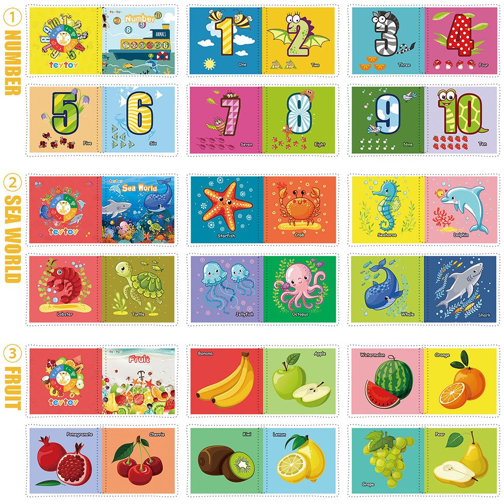 My First Soft Book,teytoy Nontoxic Fabric Baby Cloth Activity Crinkle Soft Books for Infants Boys and Girls Early Educational Toys (Pack of 12)
