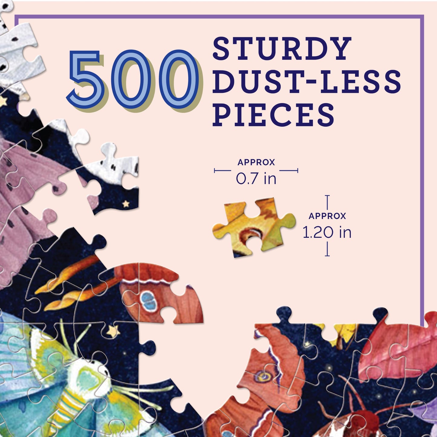 eeBoo Moth 500 Piece Round Jigsaw Puzzle, 23" Diameter