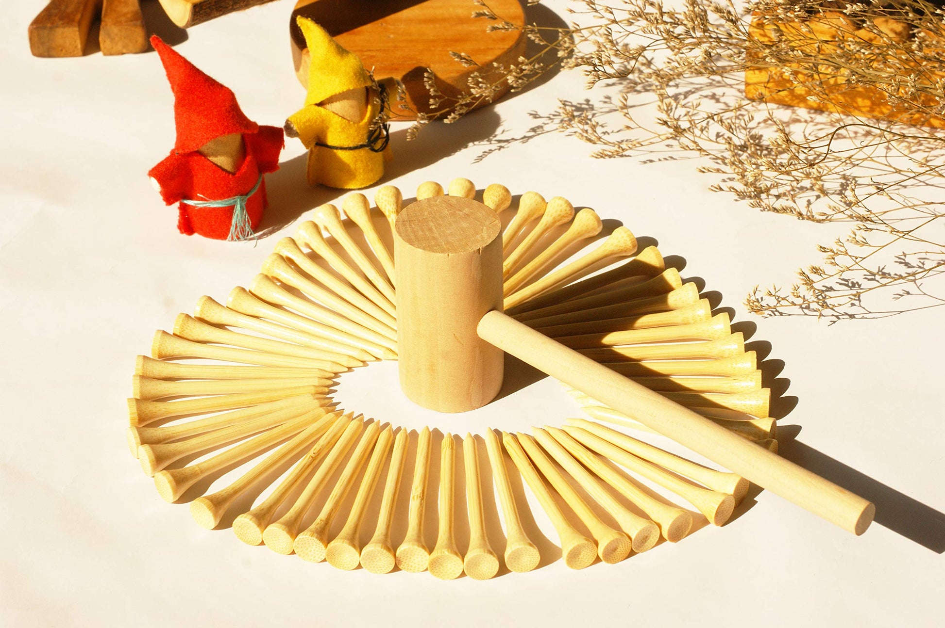 KIHACO Hammering and Pounding Toys for Kids Include 1 Wood Hammer and 30 Bamboo Nails Improve Fine Motor Skills Friendly Natural Wooden Educational