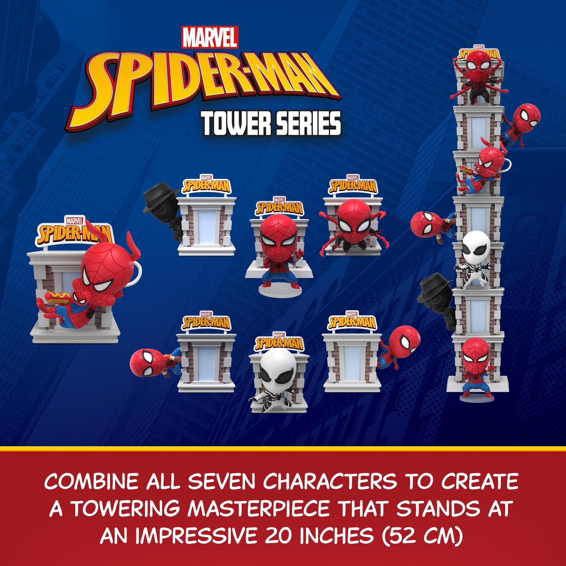 YuMe Spider-Man Tower Series Hero Box - Blind Box | Stackable 3" Superhero Movie Collectible Toy Figure | Official Marvel Merchandise | Surprise