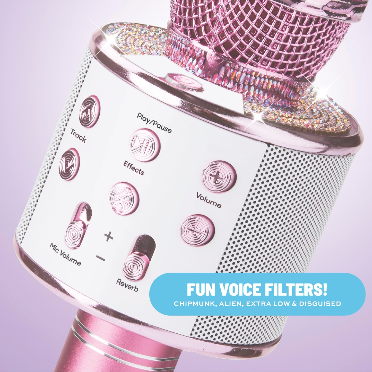 Claire's Bluetooth Karaoke Microphone for Kids, Wireless Mic with Voice Effects, Echo, USB-C Charging, Volume Controls & TF Card Slot, Portable &