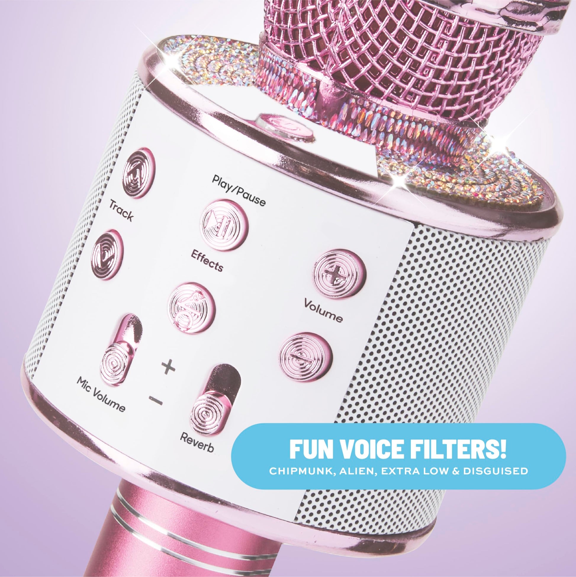 Claire's Bluetooth Karaoke Microphone for Kids, Wireless Mic with Voice Effects, Echo, USB-C Charging, Volume Controls & TF Card Slot, Portable &