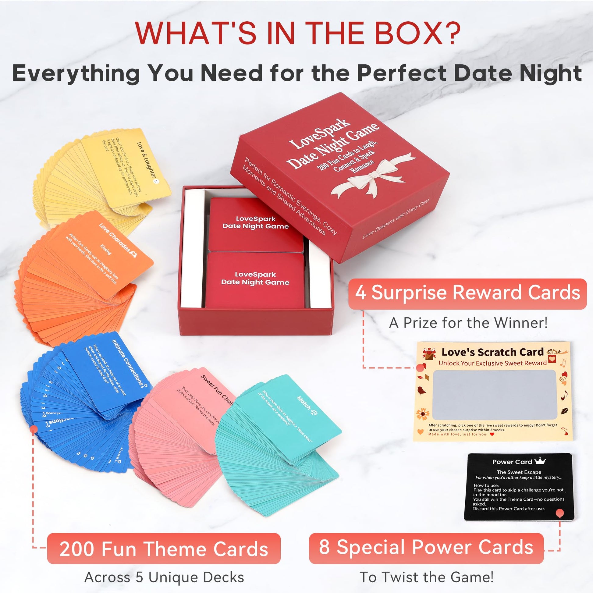 Couples Games for Date Night - 200+ Conversation Cards & Fun Challenges, 5-in-1 Relationship Card Game for Adult Couples with Scratch-Off Rewards