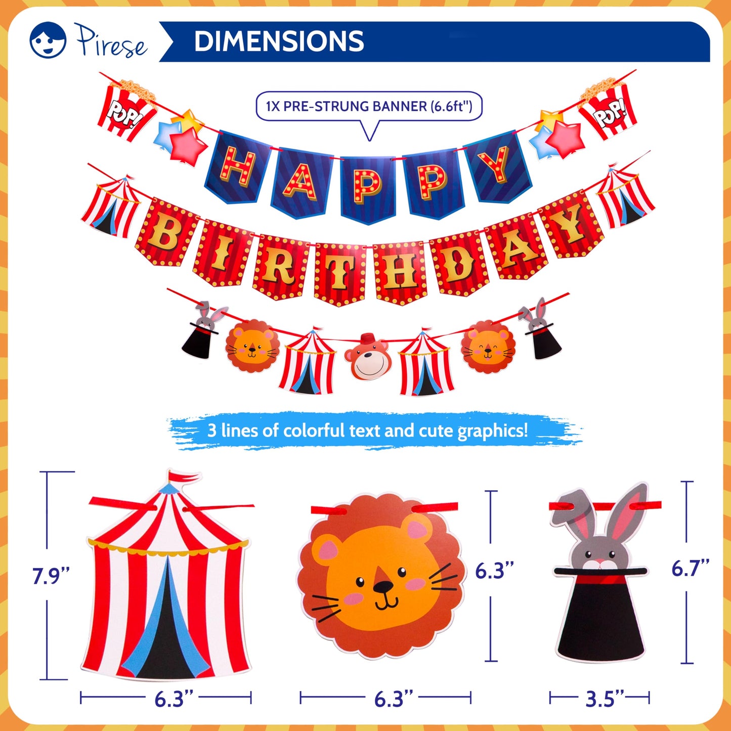 Pirese Carnival & Circus Birthday Party Decorations - Birthday Party Supplies | Banner & Balloons Decor for Kids