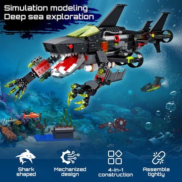 Mould King 10183 Shark Building Set - 1031 PCS Movable Ocean Animal, Realistic Shark Model Kit for Adults and Kids Who Love Animal Building Toys
