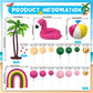 23 PCS Hawaiian Beach Cake Decoration Set Summer Cake Decor with Flamingo Rainbow and Coconut Tree Toppers for Hawaiian Theme Party
