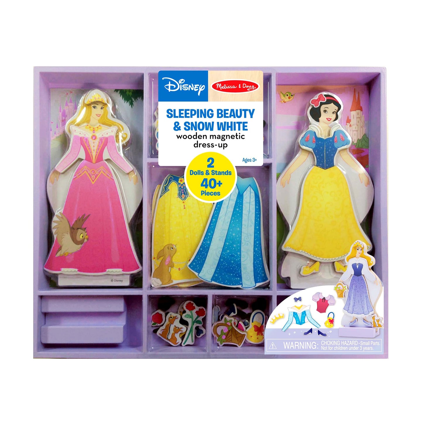 Melissa & Doug Disney Sleeping Beauty and Snow White Magnetic Dress-Up Wooden Doll Pretend Play Set (40+ pcs), Pretend Play & Preschool Toys for Kids