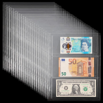 24 Sheets Currency Sleeves for Collectors Acid-Free PVC Paper Money Currency Pocket Pages Coin Collection Supplies - 72 Pockets 9-Hole Stamp Page