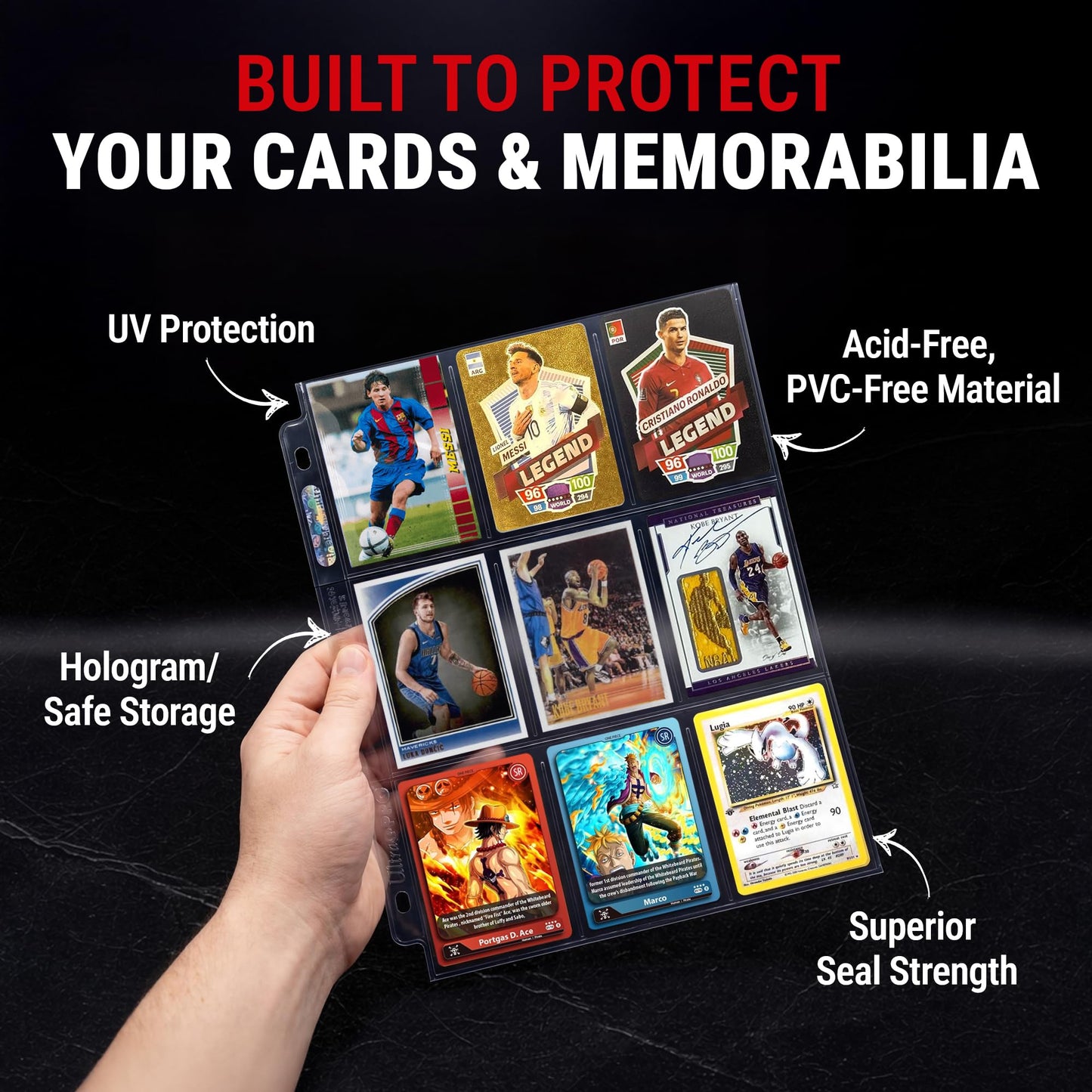 Ultra Pro Trading Card Sleeves - 9 Pocket Card Sleeves for Binder - Platinum Series Pages for Cards & Memorabilia - Archival Safe, UV Protection &