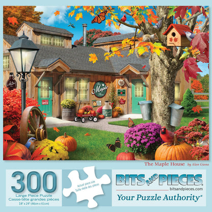 Bits and Pieces - 300 Piece Jigsaw Puzzle for Adults - 18" x 24" - The Maple House - 300 pc Large Piece Colorful Fall Autumn Jigsaw by Alan Giana
