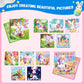 CutteeyFyry Paint by Number Sticker Book for Girls Kids - Road Trip & Airplane Activities Toys, Easter Basket Stuffers, Bunny Egg Unicorn, Birthday