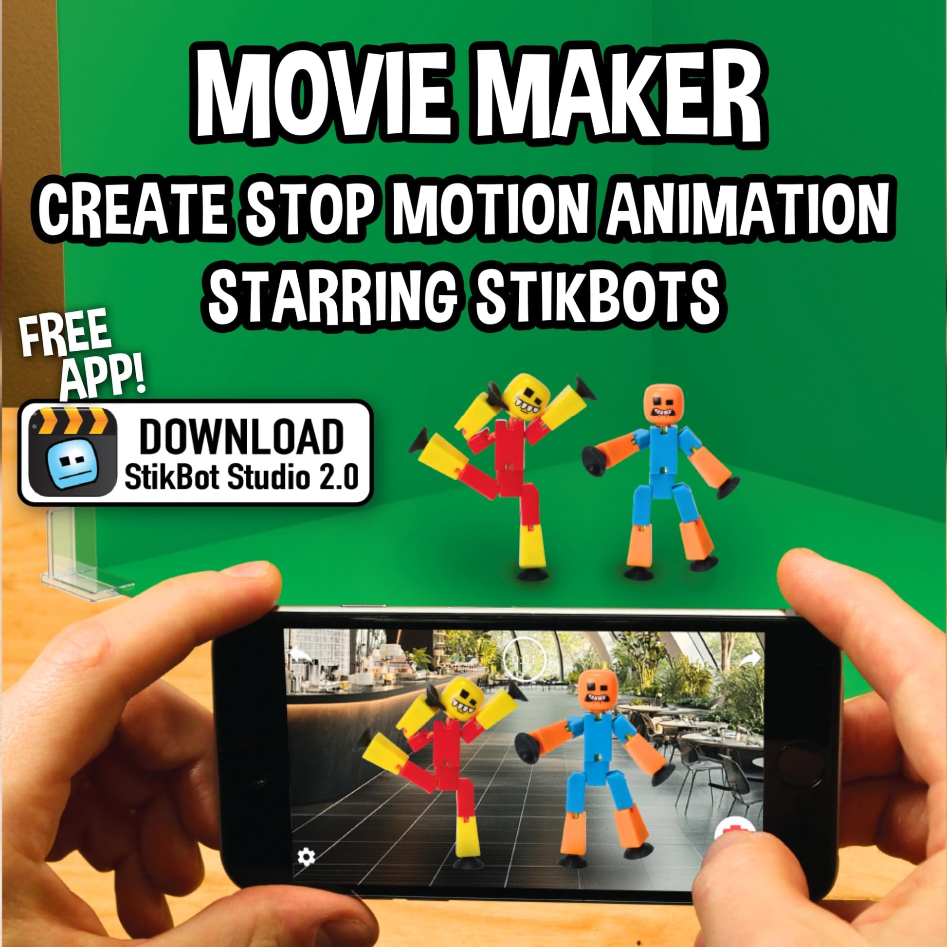 Zing StikBot Crazy Faces 3-Pack - Exclusive Solid Colors | Posable Action Figures with Suction Cups for Stop-Motion Animation & Creative Play |