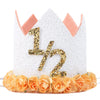1/2 Birthday Flower Crown - 6 Months Party Hat, Cake Decor, Photography Prop for Boy/Girl in White