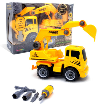 MUKIKIM Construct A Truck - Excavator. Take it Apart & Put it Back Together + Friction Powered(2-Toys-in-1!) Awesome Award Winning Toy That Encourages