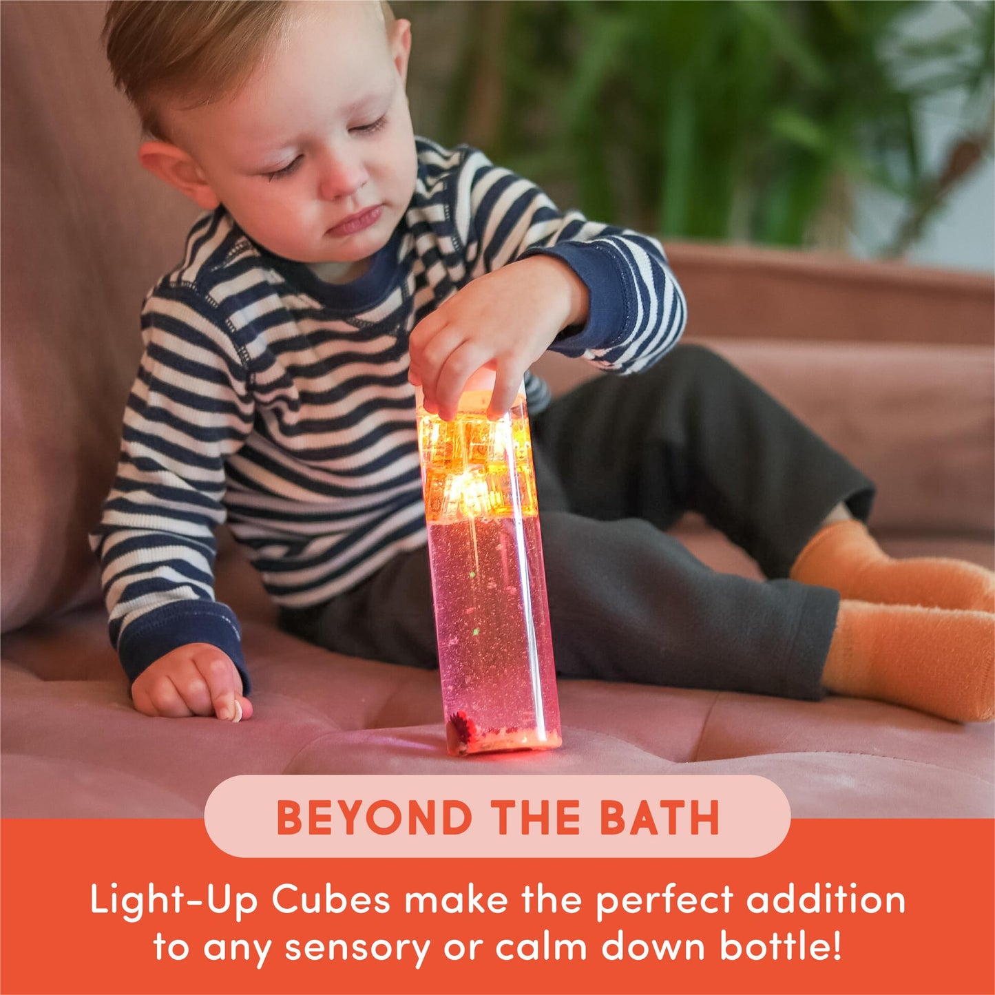Glo Pals Water Daniel Tiger Activated Light-Up Sensory Bath Toy Vibrant Cubes for Bathtime and Sensory Play, Pack of 4
