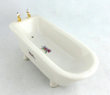 Dollhouse Miniature 1:12 Scale White Bathtub with Decal M0349tb
