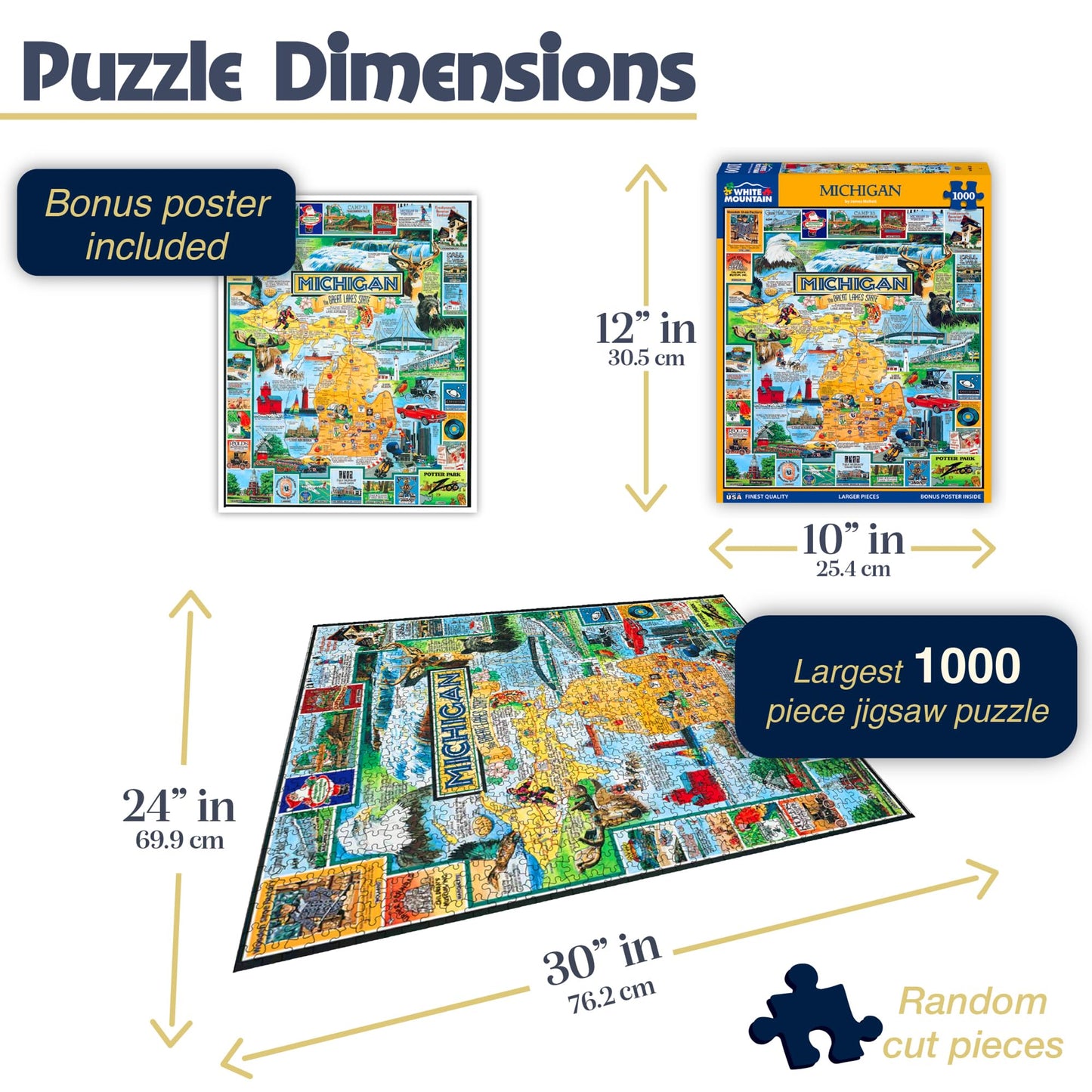 White Mountain Puzzles Best of Michigan - 1000 Piece Jigsaw Puzzle