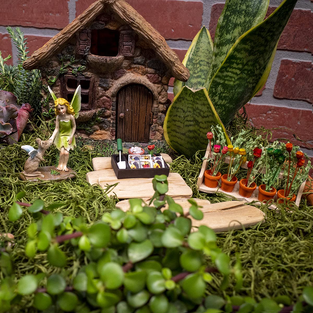 Treasure Gurus 1:12 Scale Mini Wood Flower Planter Gardening Box Set Dollhouse Accessory Miniature Fairy Garden Decor